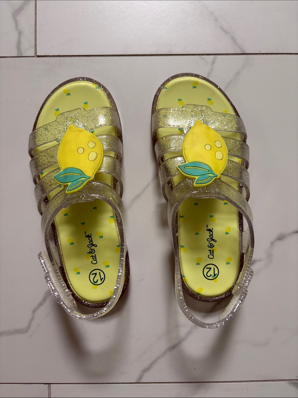 Cat & Jack Yellow Glitter Lemon Jelly Sandals
